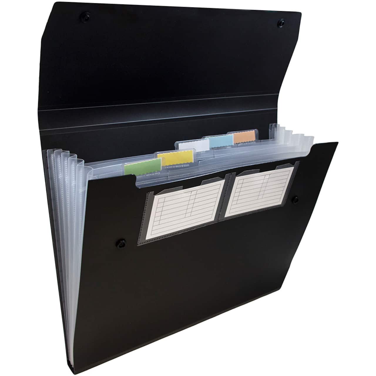JAM Paper 9" x 13" Black Plastic Snap Closure Accordion Folder